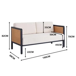 Nordlys Canape 2/3 Places en Metal Cannage Blanc Discount