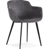ALTEREGO Chaise avec accoudoirs 'ARMADA' en velours gris Discount