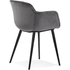 ALTEREGO Chaise avec accoudoirs 'ARMADA' en velours gris Discount