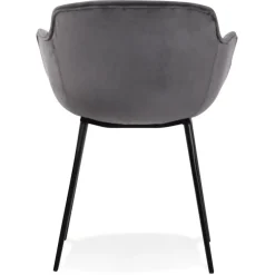 ALTEREGO Chaise avec accoudoirs 'ARMADA' en velours gris Discount