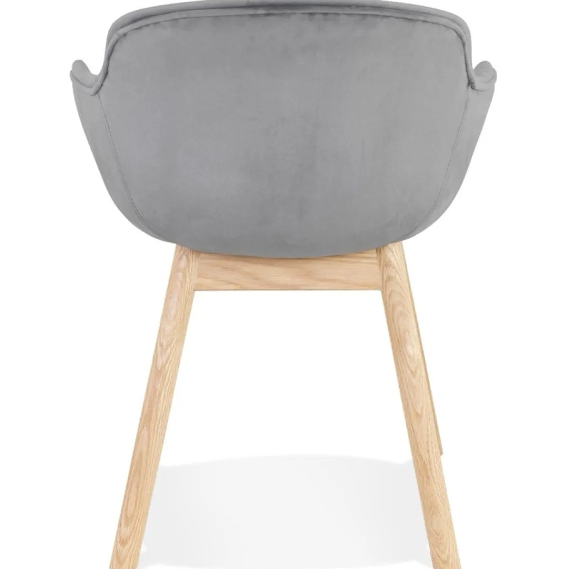 ALTEREGO Chaise avec accoudoirs 'FRIDA' en velours gris et pieds en bois naturel Outlet
