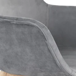 ALTEREGO Chaise avec accoudoirs 'FRIDA' en velours gris et pieds en bois naturel Outlet