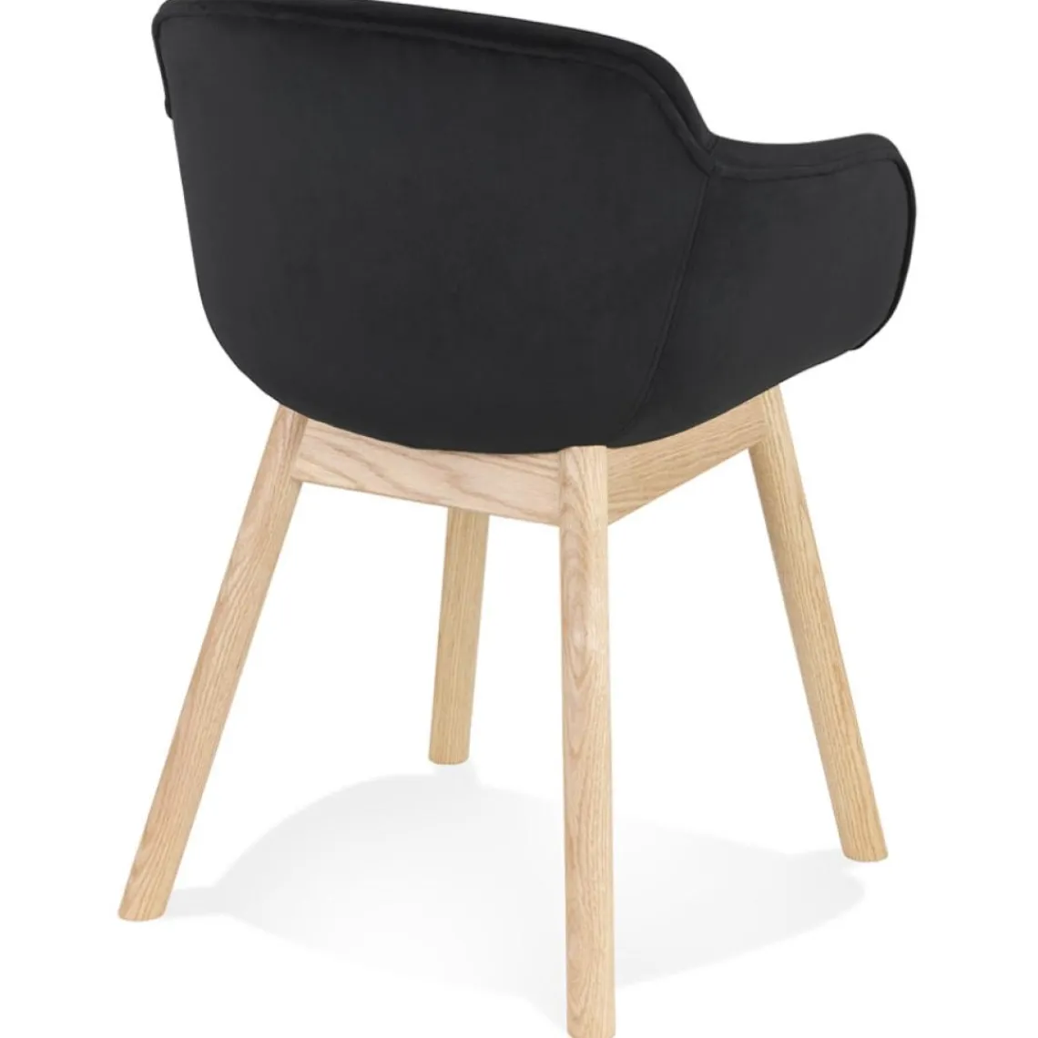 ALTEREGO Chaise avec accoudoirs 'FRIDA' en velours noir et pieds en bois naturel Discount