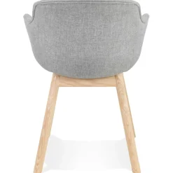ALTEREGO Chaise avec accoudoirs 'LAMBIC' en tissu gris clair et pieds en bois naturel Sale