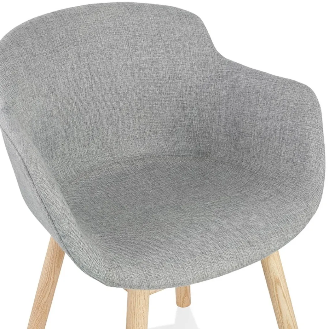 ALTEREGO Chaise avec accoudoirs 'LAMBIC' en tissu gris clair et pieds en bois naturel Sale