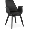 ALTEREGO Chaise avec accoudoirs 'MISTRAL' noire avec pieds en bois noir Sale