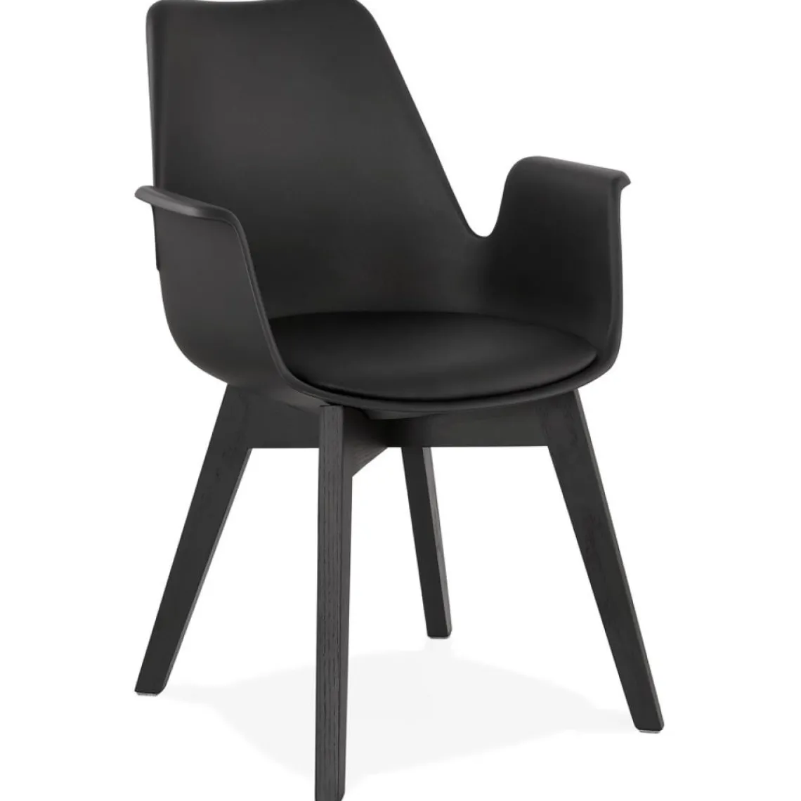 ALTEREGO Chaise avec accoudoirs 'MISTRAL' noire avec pieds en bois noir Sale