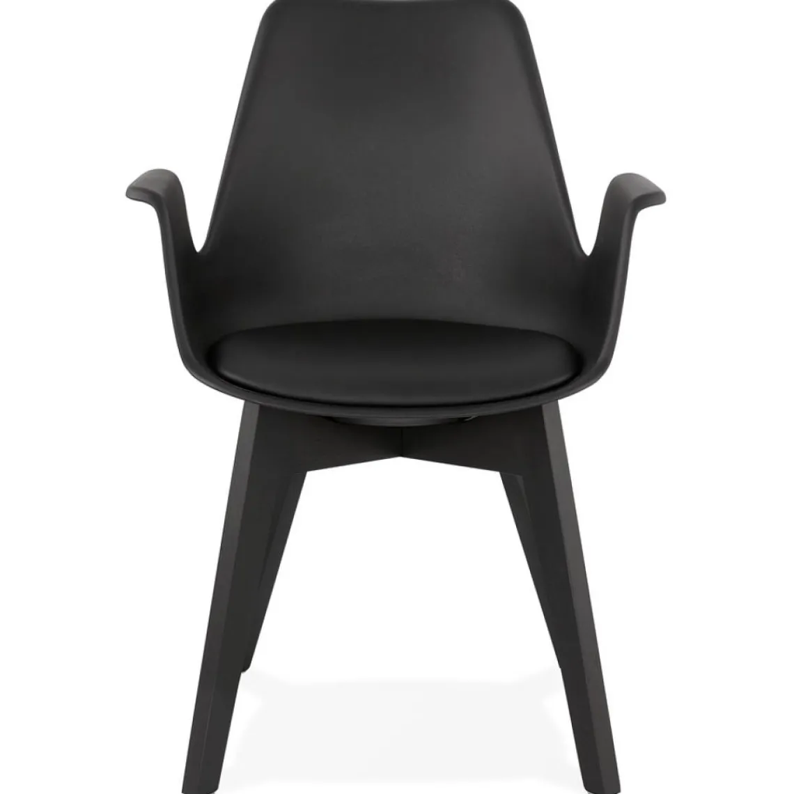 ALTEREGO Chaise avec accoudoirs 'MISTRAL' noire avec pieds en bois noir Sale