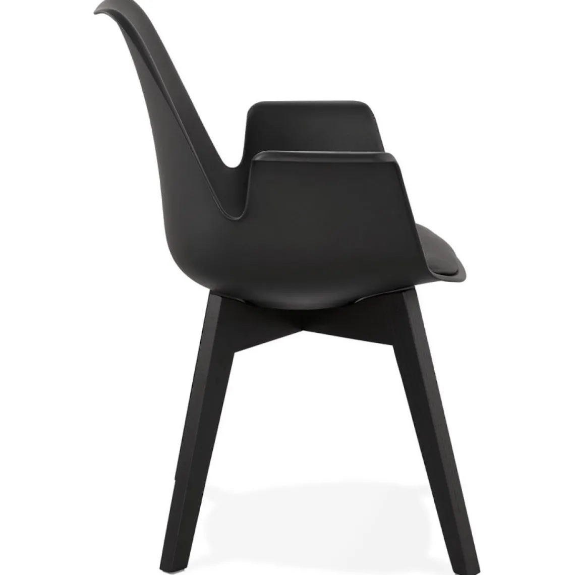 ALTEREGO Chaise avec accoudoirs 'MISTRAL' noire avec pieds en bois noir Sale