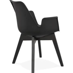 ALTEREGO Chaise avec accoudoirs 'MISTRAL' noire avec pieds en bois noir Sale