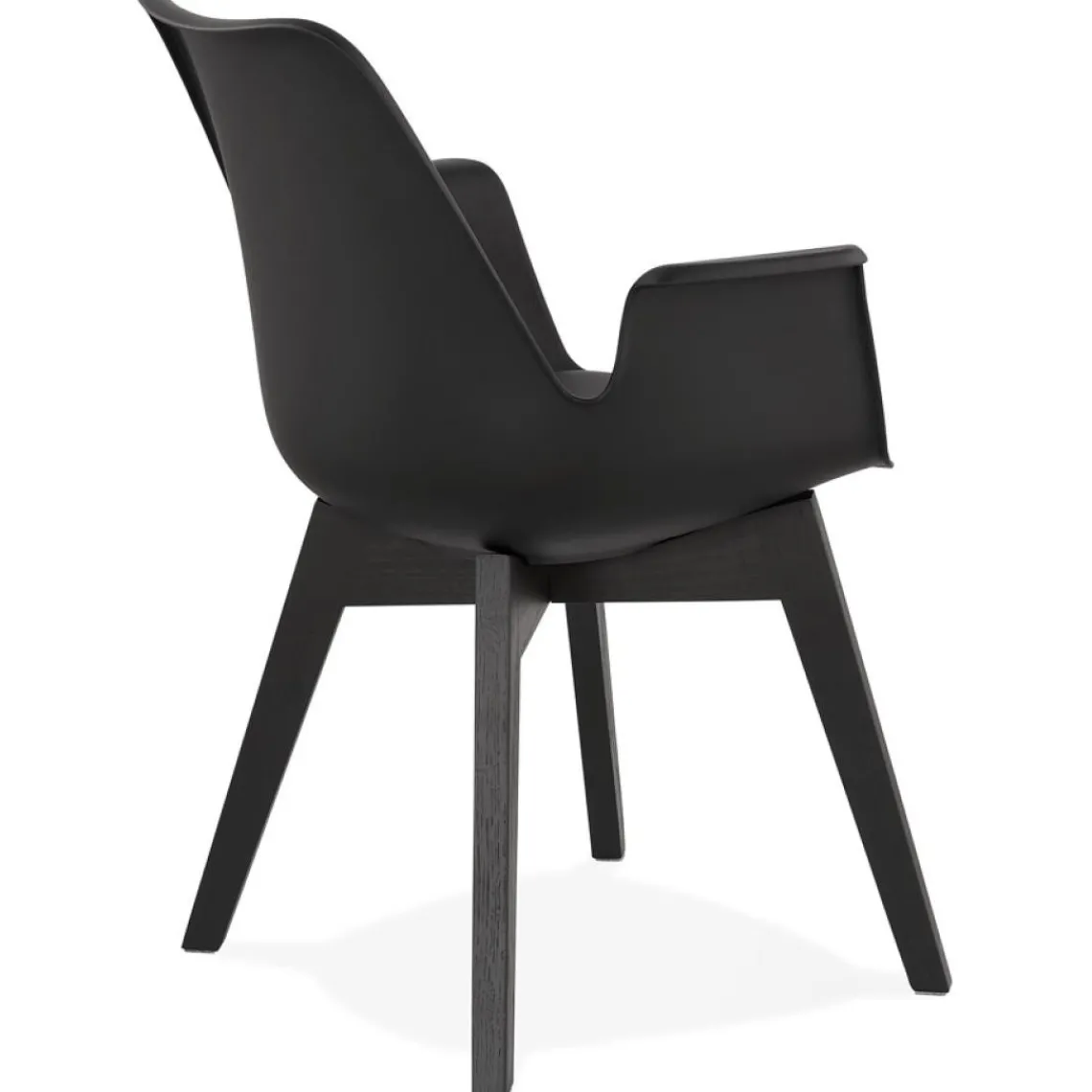 ALTEREGO Chaise avec accoudoirs 'MISTRAL' noire avec pieds en bois noir Sale