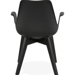 ALTEREGO Chaise avec accoudoirs 'MISTRAL' noire avec pieds en bois noir Sale