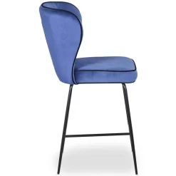 3S. x Home Chaise de bar ELSA Velours Bleu Discount
