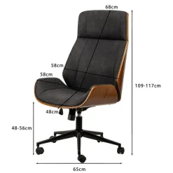Nordlys Chaise de Bureau Design Reglable en Bois Noir Discount