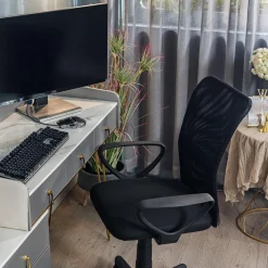3S. x Home Chaise de bureau ergonomique réglable Noir Best