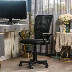 3S. x Home Chaise de bureau ergonomique réglable Noir Best