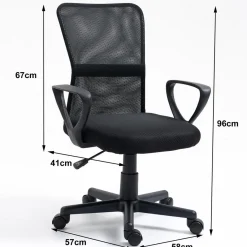 3S. x Home Chaise de bureau ergonomique réglable Noir Best