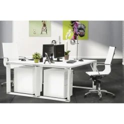 ALTEREGO Chaise de bureau Pivotante Blanc et Acier OBLIMO New