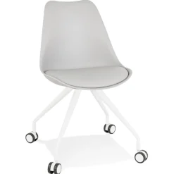 ALTEREGO Chaise de bureau sur roulettes 'SKIN' grise avec structure en métal blanc Online