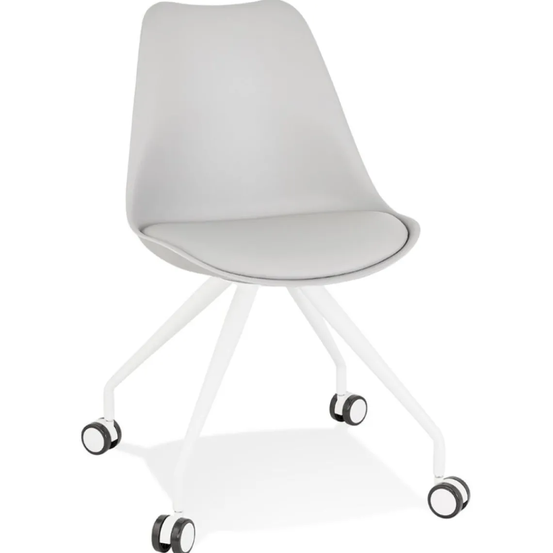 ALTEREGO Chaise de bureau sur roulettes 'SKIN' grise avec structure en métal blanc Online