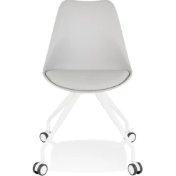 ALTEREGO Chaise de bureau sur roulettes 'SKIN' grise avec structure en métal blanc Online