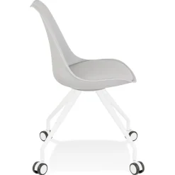 ALTEREGO Chaise de bureau sur roulettes 'SKIN' grise avec structure en métal blanc Online