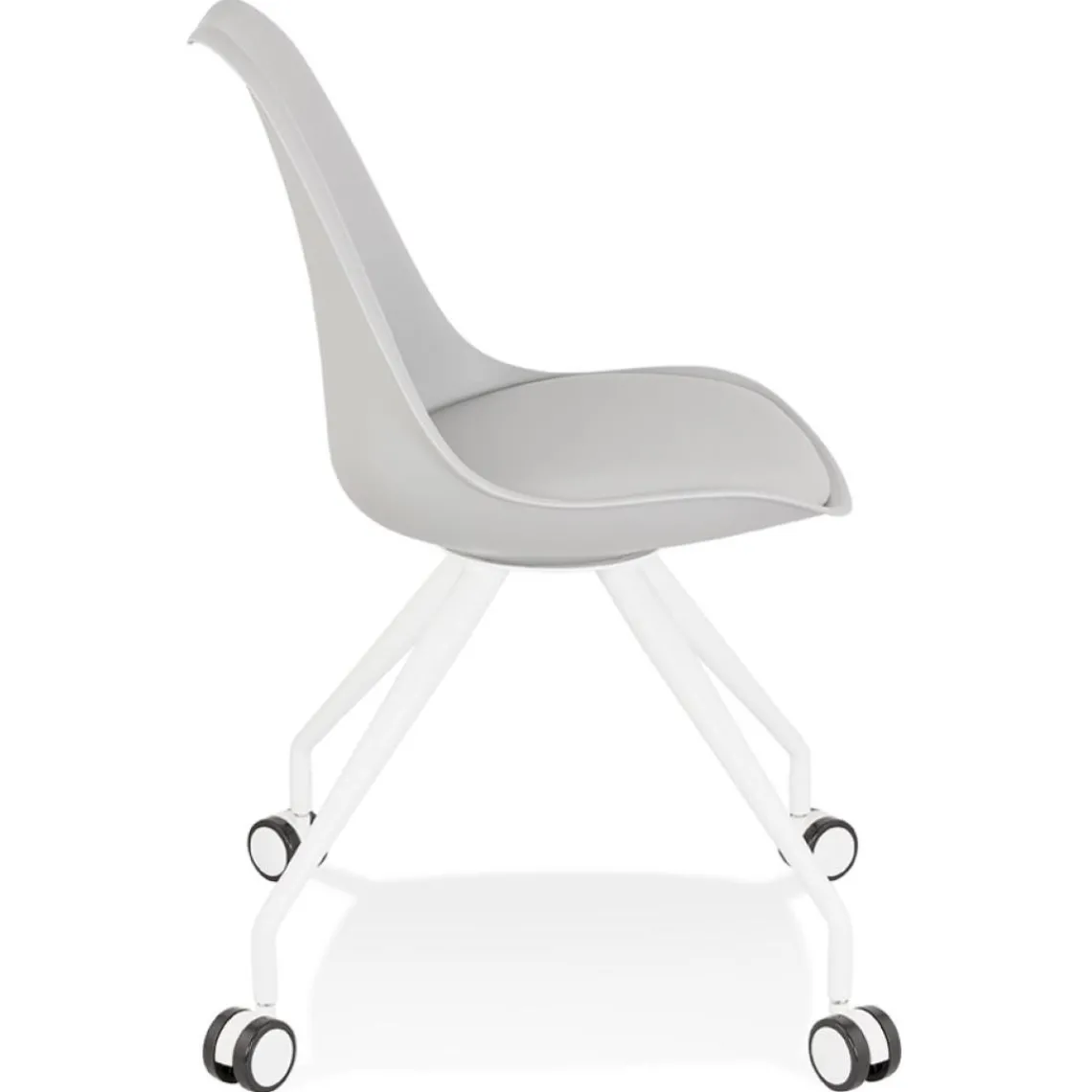 ALTEREGO Chaise de bureau sur roulettes 'SKIN' grise avec structure en métal blanc Online