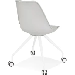 ALTEREGO Chaise de bureau sur roulettes 'SKIN' grise avec structure en métal blanc Online