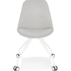 ALTEREGO Chaise de bureau sur roulettes 'SNAP' en tissu gris structure en métal blanc Best