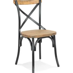 ALTEREGO Chaise de cuisine 'RANCH' en bois finition Noyer effet vieilli noir Best