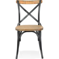 ALTEREGO Chaise de cuisine 'RANCH' en bois finition Noyer effet vieilli noir Best
