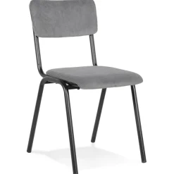 ALTEREGO Chaise de cuisine 'VANINA' en tissu côtelé gris foncé Online