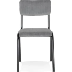 ALTEREGO Chaise de cuisine 'VANINA' en tissu côtelé gris foncé Online