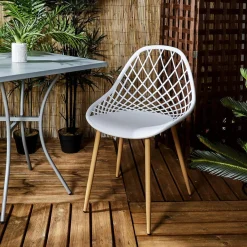 3S. x Home Chaise de Jardin Croisillons Blanc Discount