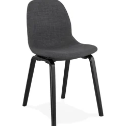 ALTEREGO Chaise de salle à manger 'CELTIK' en tissu gris et pieds en bois noir Outlet