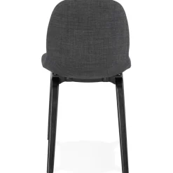 ALTEREGO Chaise de salle à manger 'CELTIK' en tissu gris et pieds en bois noir Outlet