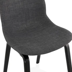 ALTEREGO Chaise de salle à manger 'CELTIK' en tissu gris et pieds en bois noir Outlet