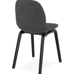 ALTEREGO Chaise de salle à manger 'CELTIK' en tissu gris et pieds en bois noir Outlet