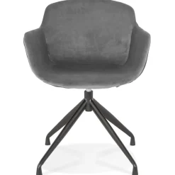 ALTEREGO Chaise design avec accoudoirs 'GRAPIN' en velours gris