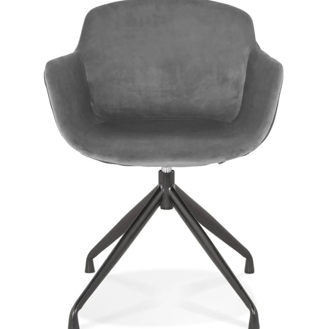 ALTEREGO Chaise design avec accoudoirs 'GRAPIN' en velours gris