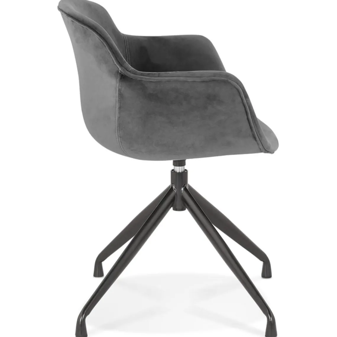 ALTEREGO Chaise design avec accoudoirs 'GRAPIN' en velours gris