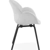 ALTEREGO Chaise design avec accoudoirs 'SAMY' en tissu gris clair et pieds en bois noir New