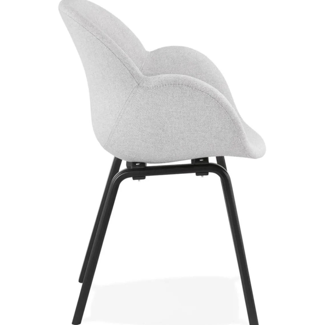 ALTEREGO Chaise design avec accoudoirs 'SAMY' en tissu gris clair et pieds en bois noir New