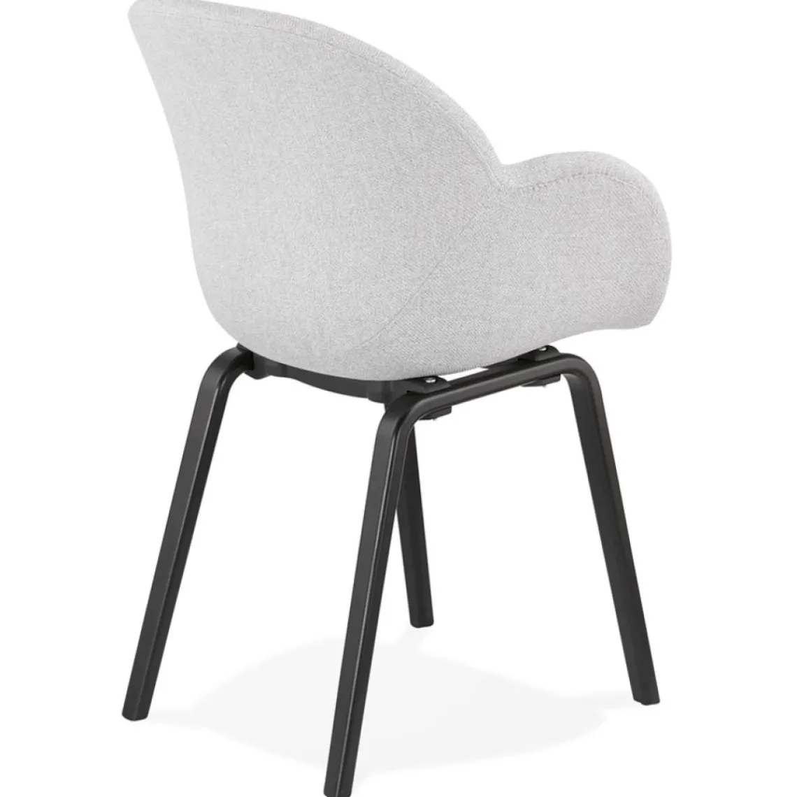 ALTEREGO Chaise design avec accoudoirs 'SAMY' en tissu gris clair et pieds en bois noir New