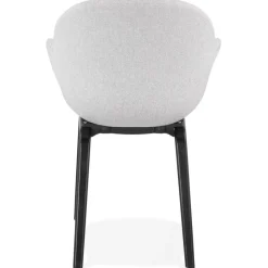 ALTEREGO Chaise design avec accoudoirs 'SAMY' en tissu gris clair et pieds en bois noir New