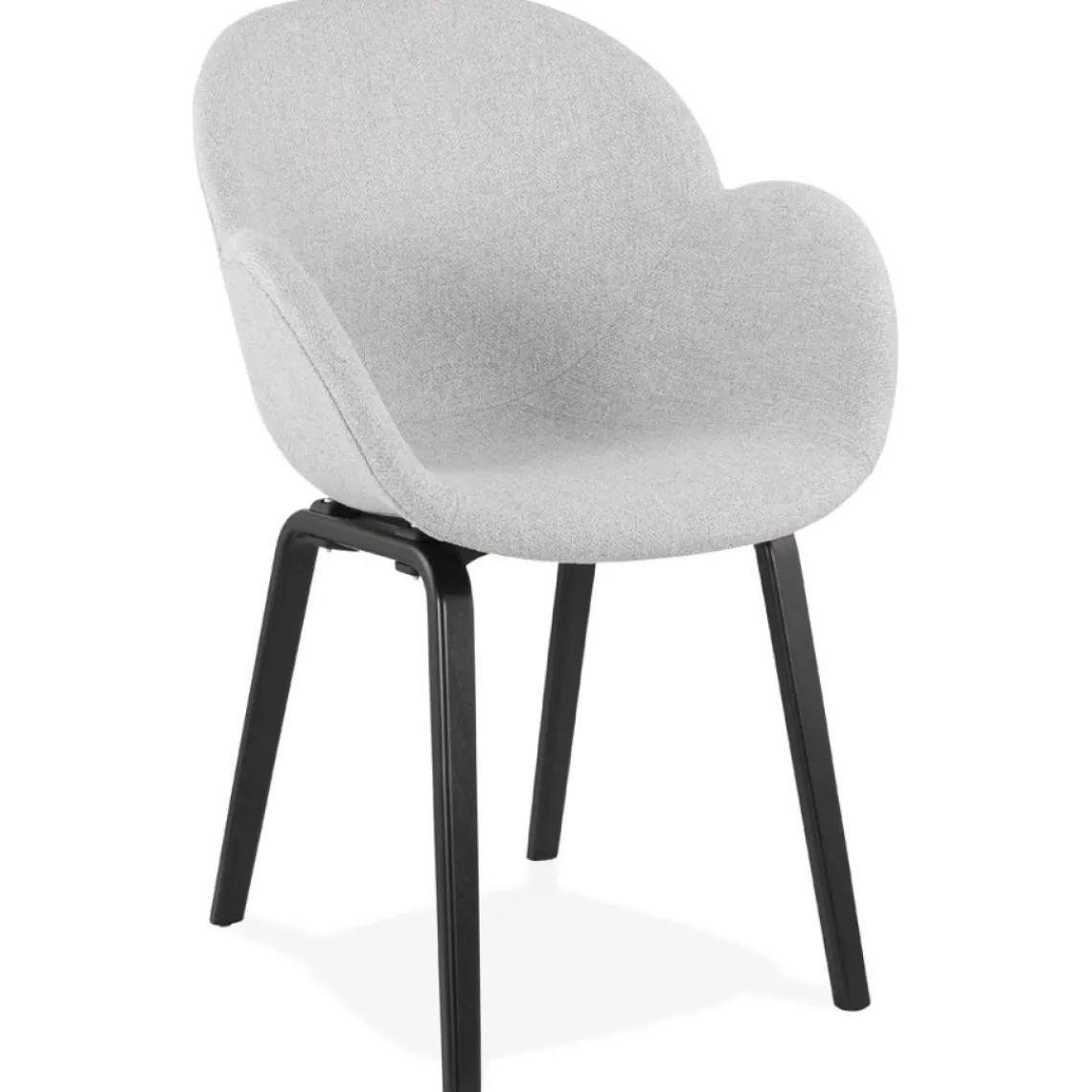 ALTEREGO Chaise design avec accoudoirs 'SAMY' en tissu gris clair et pieds en bois noir New