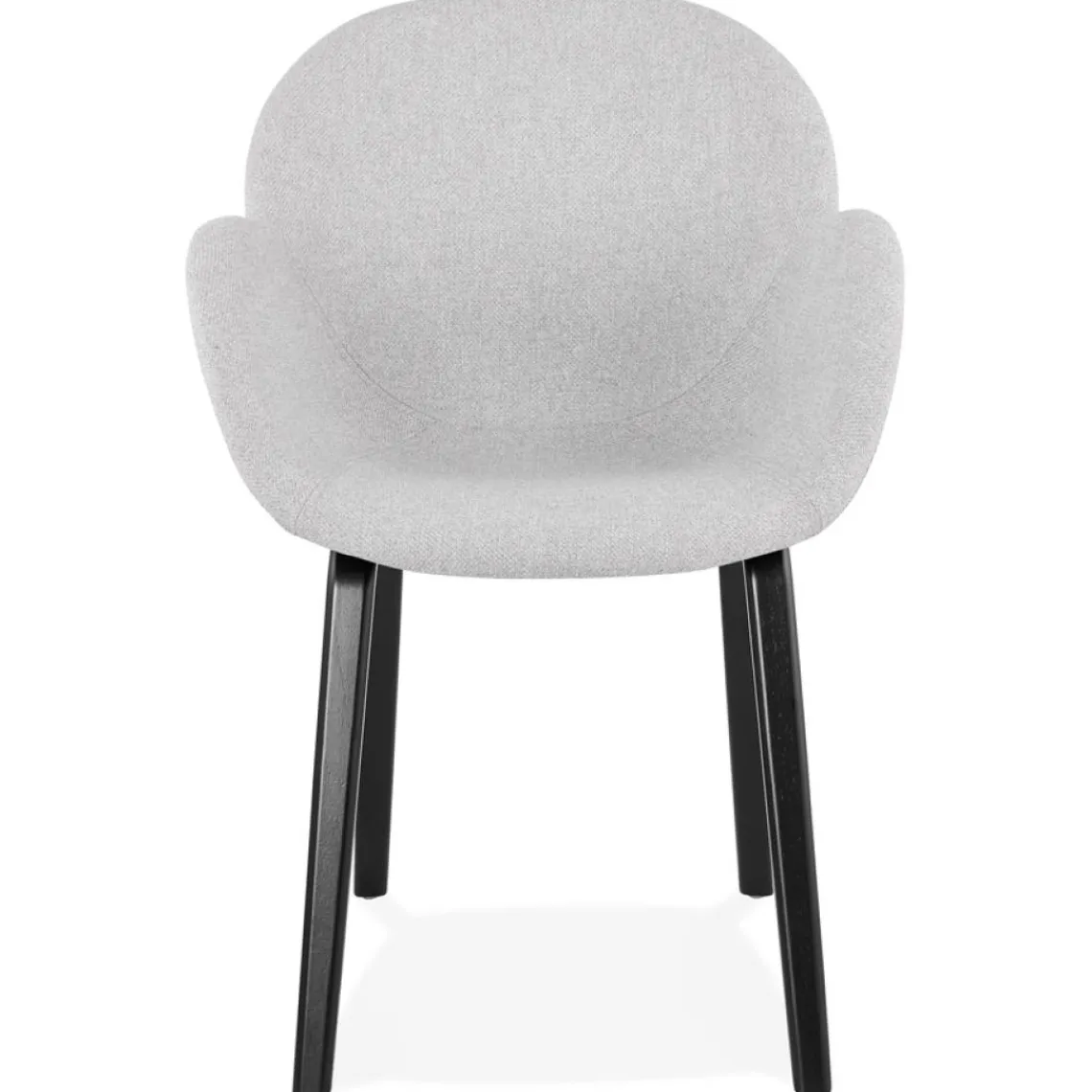 ALTEREGO Chaise design avec accoudoirs 'SAMY' en tissu gris clair et pieds en bois noir New