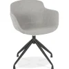 ALTEREGO Chaise design avec accoudoirs 'SWAN' en tissu gris Sale