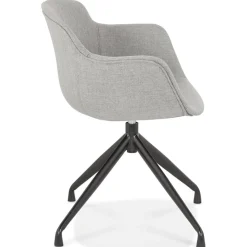 ALTEREGO Chaise design avec accoudoirs 'SWAN' en tissu gris Sale