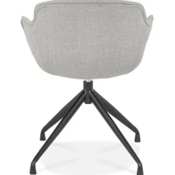 ALTEREGO Chaise design avec accoudoirs 'SWAN' en tissu gris Sale